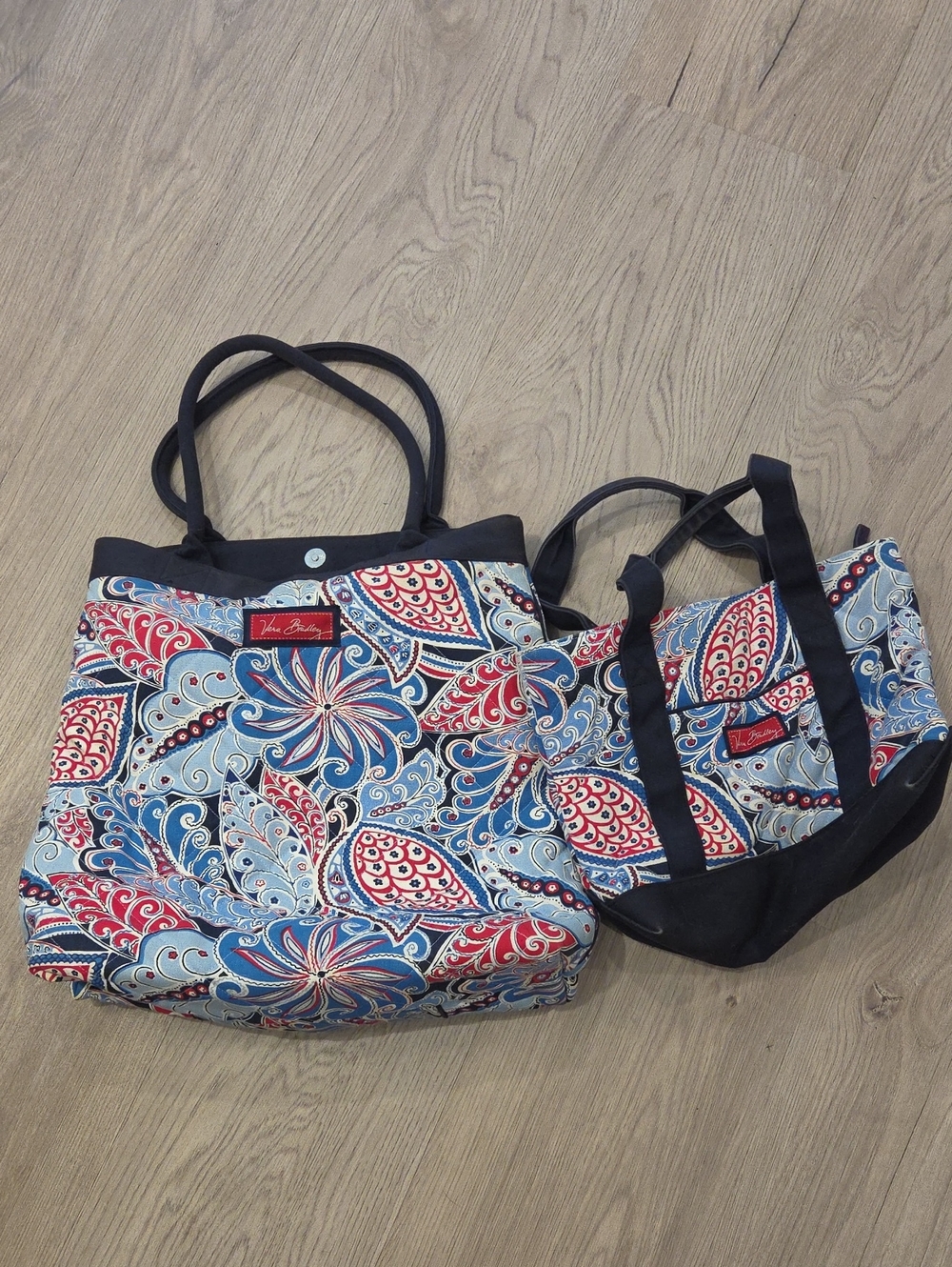 Vera Bradley Red Blue Paisley Canvas Tote Set
